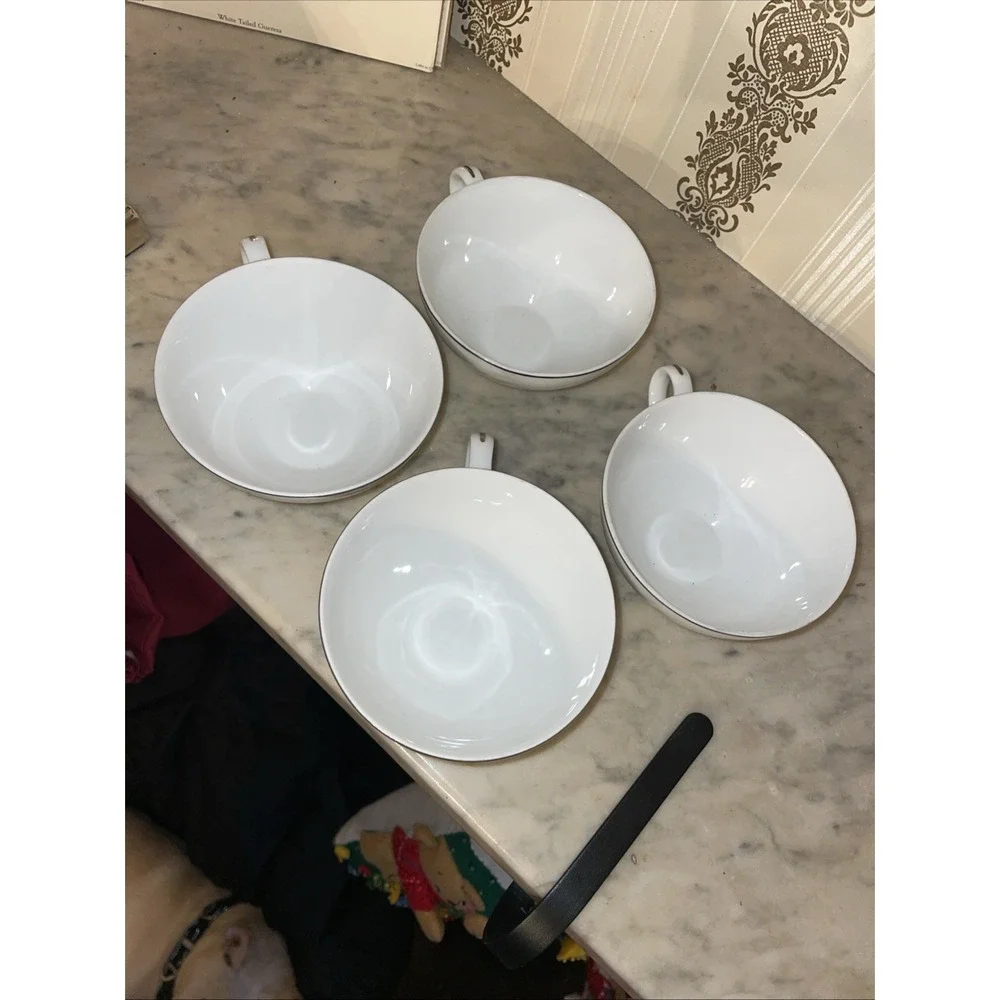St Regis Fine China Coffee/Tea Cup ONLY 101 White‎ Floral, Silver Japan Set of 4